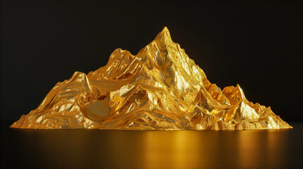 Golden mountains art on black background. Luxury wallpaper design