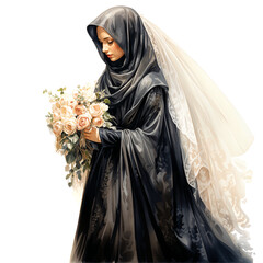 Naklejka premium bride with a bouquet