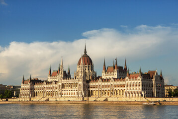 Very beautiful and colorful street in Budapest, the capital of Hungary. Street life in European city.