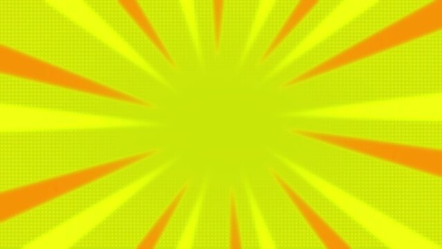 Animated comic cartoon background, with rotating ornaments. blue rays background video. Comic element background animation focus beam line speed in the center.    