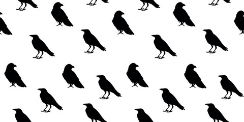 crow. a shadow. the silhouette of a crow. vector. black color. on a white background. seamless pattern. the pattern. animal. a wild animal. bird. Fly. traces.