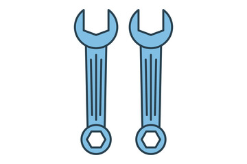 Wrench icon. icon related to setup and setting. suitable for web site, app, user interfaces, printable etc. flat line icon style. simple vector design editable