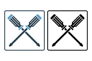 Screwdriver icon. icon related to setup and setting. suitable for web site, app, user interfaces, printable etc. solid icon style. simple vector design editable