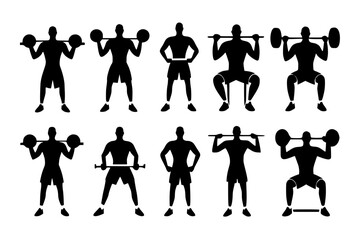 Obraz premium a set of gym man doing different exercises 