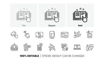 Smile, Consulting and Fake internet line icons. Pack of Cursor, Metro, Cogwheel icon. Group, Water cooler, Internet downloading pictogram. Rise price, Calculator, Monitor repair. Line icons. Vector