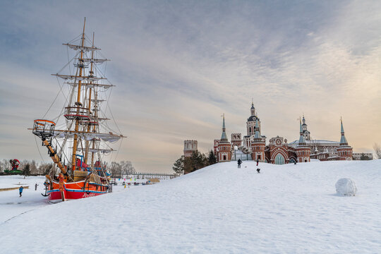 Replica of an old Russian sailing boat, Volga Manor, Harbin, Heilongjiang, China