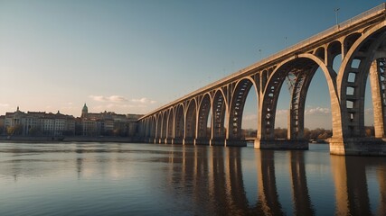 Grand bridge spanning a river connecting two parts