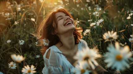 Background wallpaper of smiling happy woman