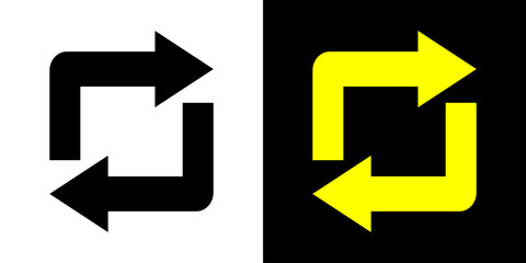 Square cyclic rotation arrow icon. Navigation concept arrow sign.