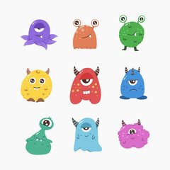 Cute monsters hand drawn vector illustration