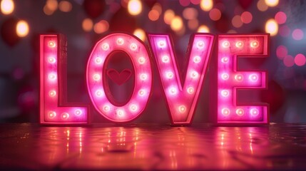 Neon sign that says the word Love