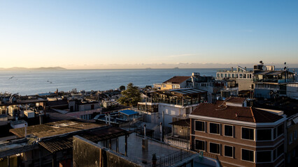 Cityscape of Istanbul from Fatih, view including the Bosporus, the world's busiest waterway for international navigation, Istanbul Province, Turkey