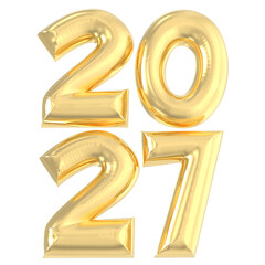 Happy New Year 2027 Gold 3D