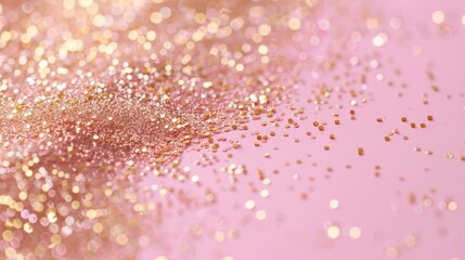 Delicate Pink Minimalistic Festive Background with Subtle Golden Sparkles - Abstract 4K HD Wallpaper