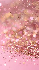 Delicate Pink Minimalistic Festive Background with Subtle Golden Sparkles - Abstract 4K HD Wallpaper