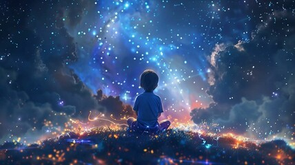 Obraz premium Child's Stargazing Fantasy