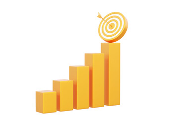 Growth golden target planning embroidered arrow statistics finance chart graph analytics optimization stock economy market trading investing business development concept. 3d render illustration