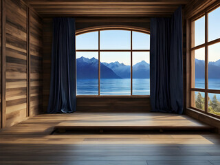 Obraz premium view from the window to the sea architecture, house, view,Ai generated 