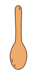 Wooden spoon, cooking or baking kitchen utensil design element, vector