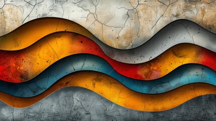 A Painting of a Wave on a Concrete Wall
