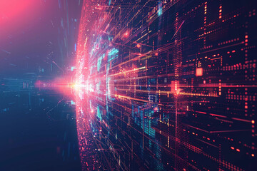 Abstract digital data visualization with vibrant colors and dynamic lines creating a futuristic technology concept and cyber atmosphere.