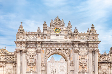 The outer gate of Dolmabahçe Palace is an ornate masterpiece. It features intricate baroque and...