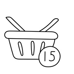 Grocery basket in doodle style. Vector isolated on white background