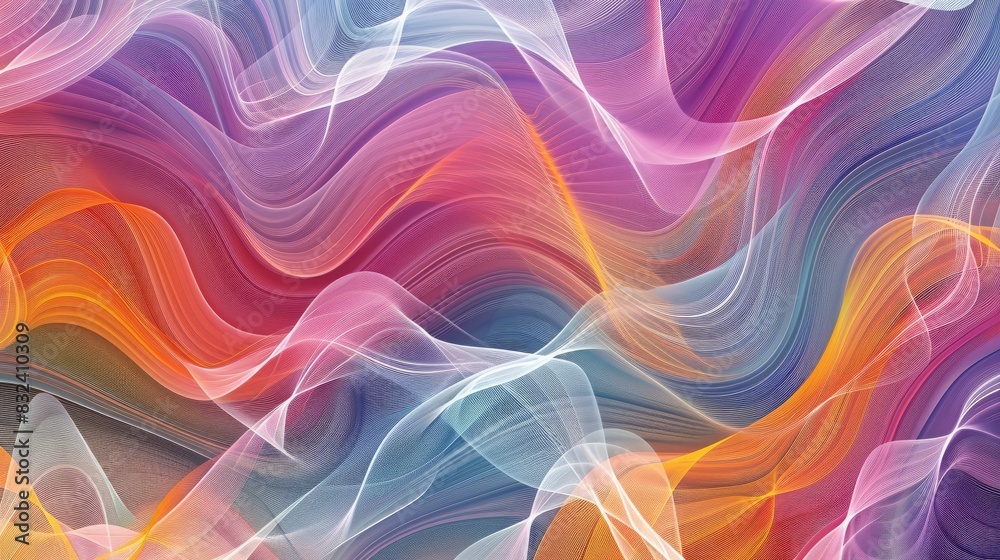 Poster raster graphics of abstract line patterns for design and decoration