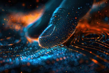 Closeup of an AI finger touching on the surface