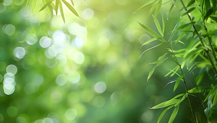 green bamboo background with bokeh effect