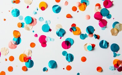 Obraz premium The paper is on white background and the background is covered in paper confetti