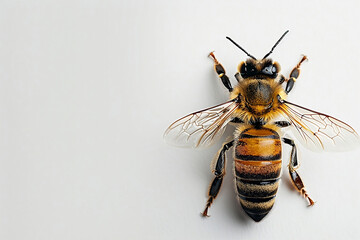 Honey and bee insect macro shot a stunning bee is flying, macro, incredible pollinator ai . A bee collecting pollen. Honey bee walking isolated on transparent background cutout.