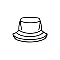 Bucket hat black line icon. Summer clothes.