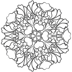 Floral Mandala Elegance design for Coloring, Meditation and Decorative Element