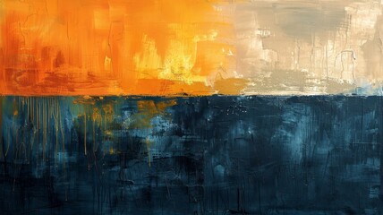 Obraz premium Abstract Painting Featuring Orange and Blue Colors