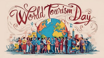 Obraz premium World Tourism day (Illustration-typography)