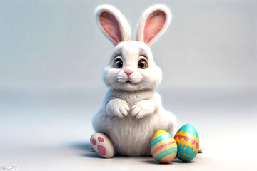 3d cartoon cute easter bunny in a white background adorable rabbit