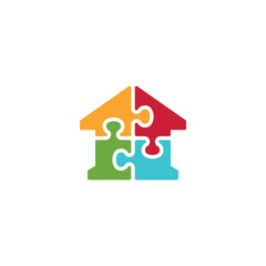 puzzle home logo design