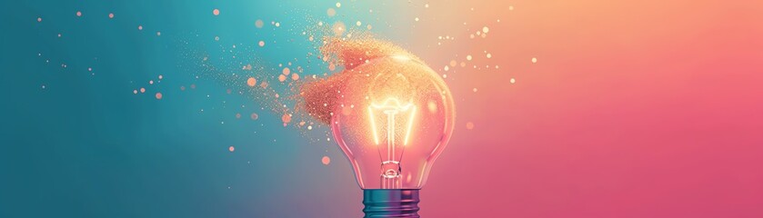 Creative light bulb with a vibrant background symbolizing innovation, inspiration, and new ideas with a mix of colors and sparkles.