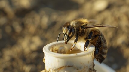 Naklejka premium A biodegradable sugar feeder for providing bees with supplemental food during times of low nectar flow