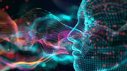 audio AI, digital background and space area for text