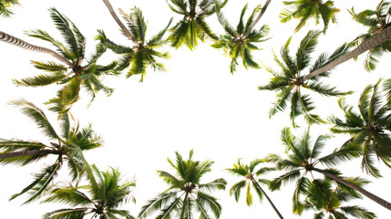 Palm tree, palm leaves on border