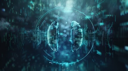 Obraz premium audio AI, digital background and space area for text