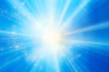 Abstract bright blue light burst with radiant beams and sparkles, perfect for backgrounds and artistic visuals.