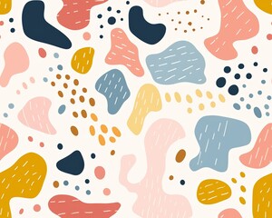 Colorful abstract shapes and patterns on white background, suitable for various design projects and artistic presentations.