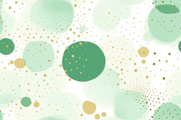 Abstract watercolor pattern with green and gold dots, seamless background design, perfect for wallpaper or fabric print.