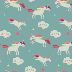 Fototapeta premium illustration of unikorn cute pattern background cartoon for kids