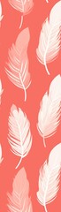 Seamless pattern with white feathers on a coral background. Elegant and stylish design for fabrics, wallpapers, and modern decor projects.