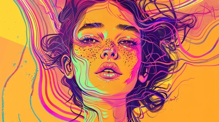 Upper-Body Girl Illustration: Gaze and Limited Color Palette