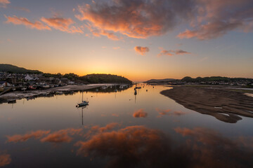 Sunset over the Conwy Estuary and Castle